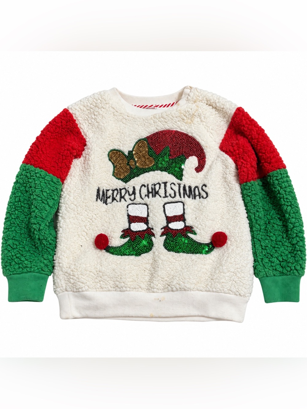 Poof Girl Christmas Elf Sherpa Sweatshirt Girls Size L